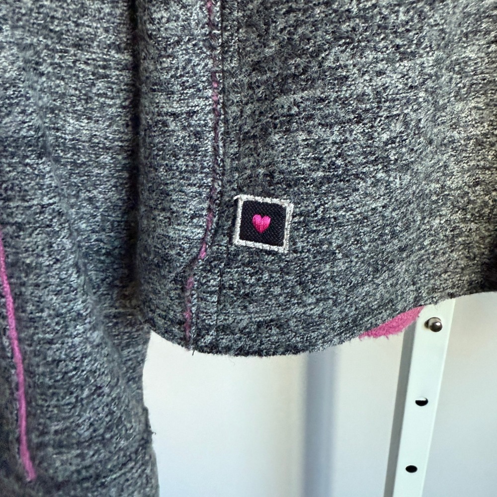 Frauenschuh 100% wool Zip Jacket outdoors Warm Up Pink Trim‎ Gray sz XS - Picture 6 of 10